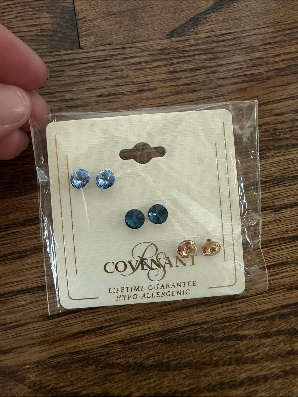 3-Pair Crystal Stud Earring Set - Light Blue, Teal, Champagne